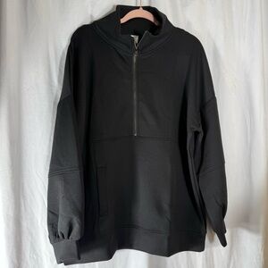 New In Very J NWT Half Zip Sweatshirt With Pockets Black Women’s Size Large
